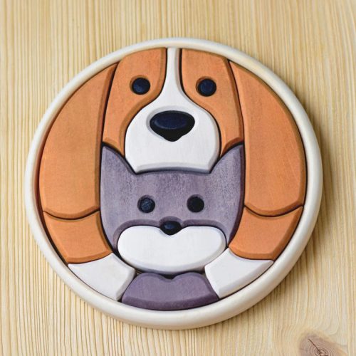 Bumbu Toys cica és kutya puzzle fajáték