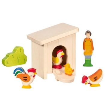 Holztiger baromfi ól, figurákkal