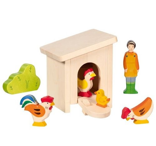 Holztiger baromfi ól, figurákkal