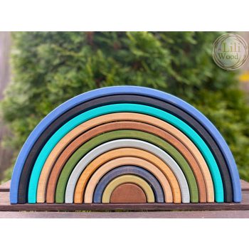 SzeGeWood szivárvány 12 íves, kék fajáték