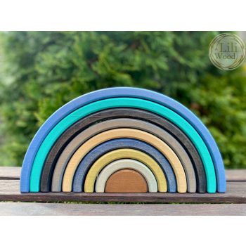 SzeGeWood szivárvány, 9 íves, kék fajáték