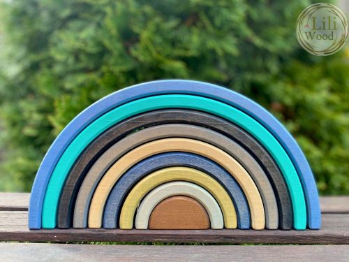 SzeGeWood szivárvány, 9 íves, kék fajáték