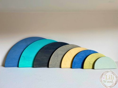 SzeGeWood szivárvány félkör lapok, 8-as, kék fajáték