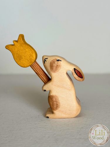 SzeGeWood tulipános nyuszi, sárga